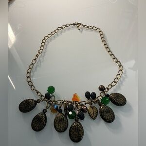 Elegant Multi-Color Leaf Pendant Necklace